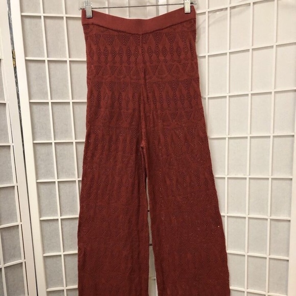 Flat White,Woman,Pants,Orange,Sz S,Cotton Elastic,Wide boot, Geometric pattern.! - Picture 2 of 7